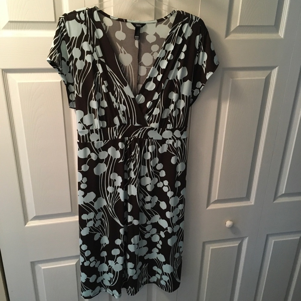 Mossimo Brown and turquoise midi dress